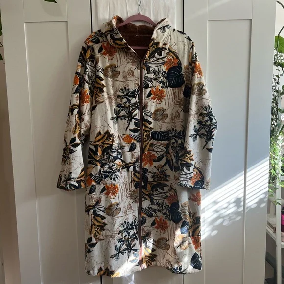 Floral Hooded Women's Coat - Picture 11 of 12